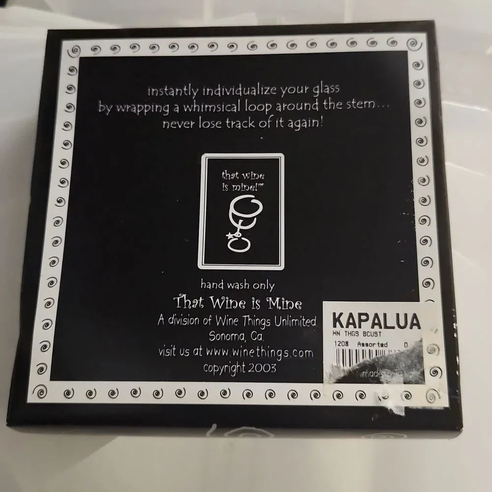 Kapalua Butterfly Logo That Wine is Mine Wine Charms NIB